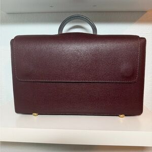 Elegant Burgundy Leather Handbag Made in Italy